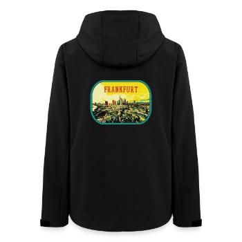 Colorful panoramic view of the city of Frankfurt - Women’s Recycled Softshell Jacket by Stanley/Stella - black - Back - AI Model Female 172 light (172cm)