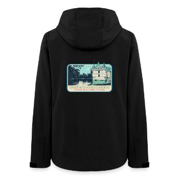 Château d'Azay-le-Rideau, Loire-Tal - Frauen Recycelte Softshelljacke von Stanley/Stella - Schwarz - Hinten - AI Model Female 172 light (172cm)
