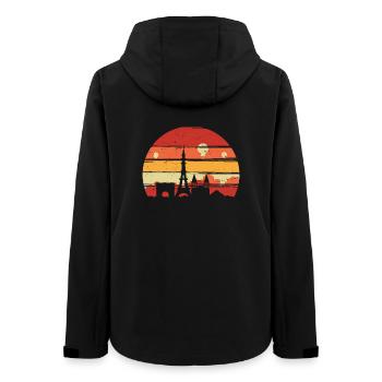 Silhouette de la ligne d’horizon du coucher de soleil à Paris - Veste softshell femme recyclée Stanley/Stella - noir - Dos - AI Model Female 172 light (172cm)