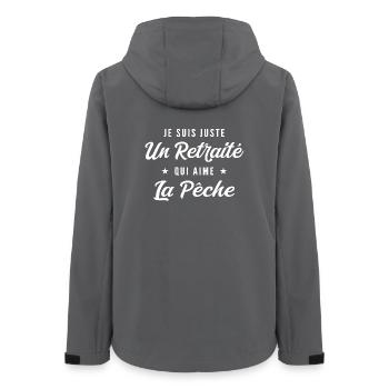 Retraité passion pêcheur - Veste softshell femme recyclée Stanley/Stella - charbon - Dos - AI Model Female 172 light (172cm)