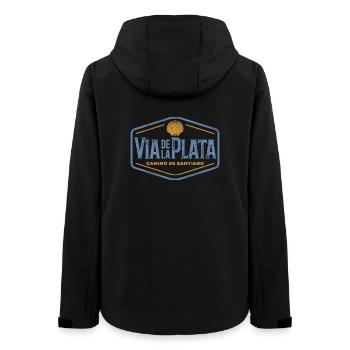 Via de la Plata Pilger-Stempel | Jakobsweg - Frauen Recycelte Softshelljacke von Stanley/Stella - Schwarz - Hinten - AI Model Female 172 light (172cm)