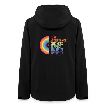 Mois de la fierté LGBT - Amour. Acceptation. Bonté. - Veste softshell femme recyclée Stanley/Stella - noir - Dos - AI Model Female 172 light (172cm)