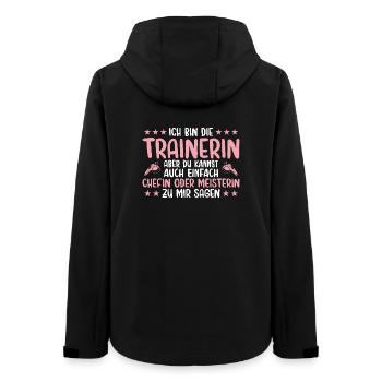 Trainerin Chefin oder Meisterin Fußballtrainerin - Frauen Recycelte Softshelljacke von Stanley/Stella - Schwarz - Hinten - AI Model Female 172 light (172cm)