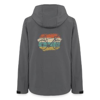 Silhouette de vélo arc-en-ciel rétro - Veste softshell femme recyclée Stanley/Stella - charbon - Dos - AI Model Female 172 light (172cm)