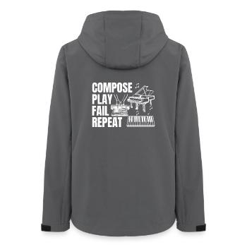 Composing Play Fail Repeat - Women’s Recycled Softshell Jacket by Stanley/Stella - anthracite - Back - AI Model Female 172 light (172cm)