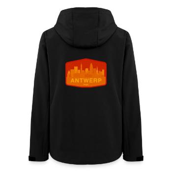 Antwerp Skyline Wärmeorange - Frauen Recycelte Softshelljacke von Stanley/Stella - Schwarz - Hinten - AI Model Female 172 light (172cm)