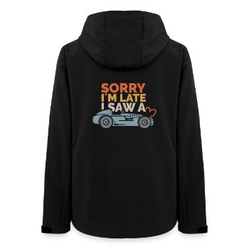 Sorry, i´m late – Auto Sprüche Design - Frauen Recycelte Softshelljacke von Stanley/Stella - Schwarz - Hinten - AI Model Female 172 light (172cm)