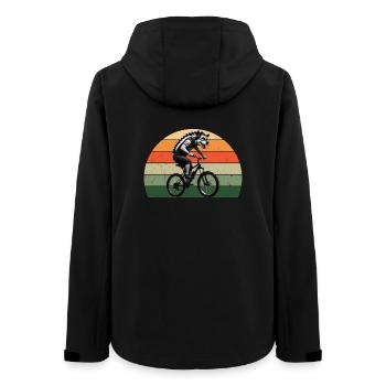 Hyäne auf dem Fahrrad im Retro-Westen - Frauen Recycelte Softshelljacke von Stanley/Stella - Schwarz - Hinten - AI Model Female 172 light (172cm)