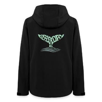 Seas the Day Whale Tail and Ocean Waves  - Women’s Recycled Softshell Jacket by Stanley/Stella - black - Back - AI Model Female 172 light (172cm)