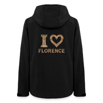 FLORENCE – Lettrage en pierre de la Renaissance - Veste softshell femme recyclée Stanley/Stella - noir - Dos - AI Model Female 172 light (172cm)