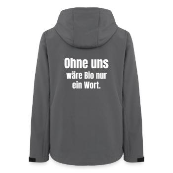 Ohne uns wäre Bio nur ein Wort - Frauen Recycelte Softshelljacke von Stanley/Stella - Anthrazit - Hinten - AI Model Female 172 light (172cm)