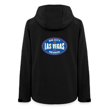 Las Vegas Neon Sign Vintage Look - Frauen Recycelte Softshelljacke von Stanley/Stella - Schwarz - Hinten - AI Model Female 172 light (172cm)