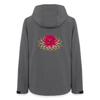 leuchtend rote Lotos Blüte mit Blüten Ornament - Frauen Recycelte Softshelljacke von Stanley/Stella - Anthrazit - Hinten - AI Model Female 172 light (172cm)