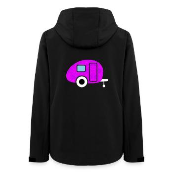Caravan Wohnwagen Camping Camper Tapete pink Retro - Frauen Recycelte Softshelljacke von Stanley/Stella - Schwarz - Hinten - AI Model Female 172 light (172cm)