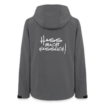 Hass macht hässlich - Frauen Recycelte Softshelljacke von Stanley/Stella - Anthrazit - Hinten - AI Model Female 172 light (172cm)