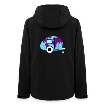 Caravan Weltkarte Wohnwagen Camping Weltenbummler - Frauen Recycelte Softshelljacke von Stanley/Stella - Schwarz - Hinten - AI Model Female 172 light (172cm)