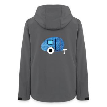 Caravan Wohnwagen Jeans Camper Stoff Retro Vintage - Frauen Recycelte Softshelljacke von Stanley/Stella - Anthrazit - Hinten - AI Model Female 172 light (172cm)