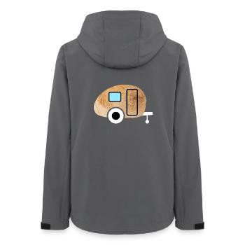 Caravan Wohnwagen Holz Maserung Natur Camping Fan - Frauen Recycelte Softshelljacke von Stanley/Stella - Anthrazit - Hinten - AI Model Female 172 light (172cm)
