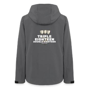 Jahrgang 1990 Darts Checkout - Frauen Recycelte Softshelljacke von Stanley/Stella - Anthrazit - Hinten - AI Model Female 172 light (172cm)