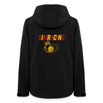 SimRacing Heatwave Emblem - Frauen Recycelte Softshelljacke von Stanley/Stella - Schwarz - Hinten - AI Model Female 172 light (172cm)