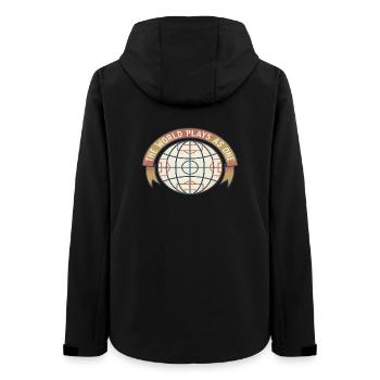 Vintage Globe Soccer Football Fan Retro Shirt - Frauen Recycelte Softshelljacke von Stanley/Stella - Schwarz - Hinten - AI Model Female 172 light (172cm)