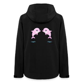 Two baby pink twin dolphins, jumping joyfully - Women’s Recycled Softshell Jacket by Stanley/Stella - black - Back - AI Model Female 172 light (172cm)