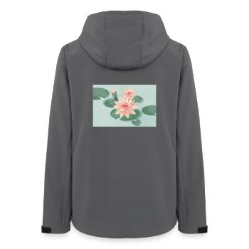 Seerosenblüten mit Knospe im Seerosenteich - Frauen Recycelte Softshelljacke von Stanley/Stella - Anthrazit - Hinten - AI Model Female 172 light (172cm)