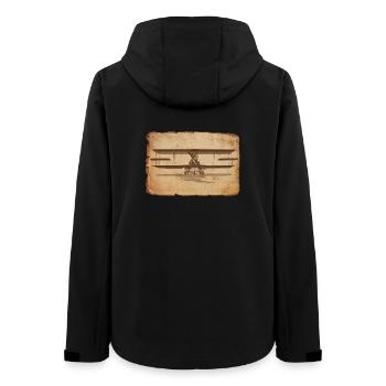 Vintage Flugzeug Illustration auf Altpapier - Frauen Recycelte Softshelljacke von Stanley/Stella - Schwarz - Hinten - AI Model Female 172 light (172cm)