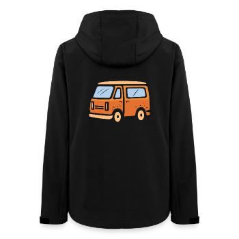 Retro Camper Van Cartoon Illustration - Frauen Recycelte Softshelljacke von Stanley/Stella - Schwarz - Hinten - AI Model Female 172 light (172cm)