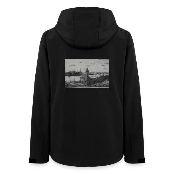 Tour de jauge du port de Hambourg rétro - Veste softshell femme recyclée Stanley/Stella - noir - Dos - AI Model Female 172 light (172cm)