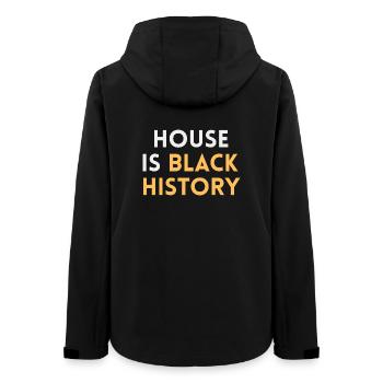 House is Black Geschichte – Chicago House Outfit - Frauen Recycelte Softshelljacke von Stanley/Stella - Schwarz - Hinten - AI Model Female 172 light (172cm)
