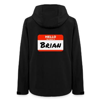 Hello My Name Is Brian Label Name Tag - Women’s Recycled Softshell Jacket by Stanley/Stella - black - Back - AI Model Female 172 light (172cm)