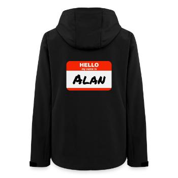 Hello My Name Is Alan Etikett Namensschild - Frauen Recycelte Softshelljacke von Stanley/Stella - Schwarz - Hinten - AI Model Female 172 light (172cm)