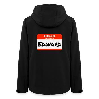 Hello My Name Is Edward Etikett Namensschild - Frauen Recycelte Softshelljacke von Stanley/Stella - Schwarz - Hinten - AI Model Female 172 light (172cm)
