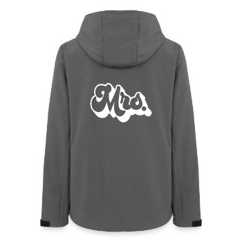 Mrs. Matching Couple Engagement Wedding Honeymoon - Women’s Recycled Softshell Jacket by Stanley/Stella - anthracite - Back - AI Model Female 172 light (172cm)