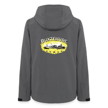 Buxtehude - Stadt Silhouette /Hase und Igel - Frauen Recycelte Softshelljacke von Stanley/Stella - Anthrazit - Hinten - AI Model Female 172 light (172cm)