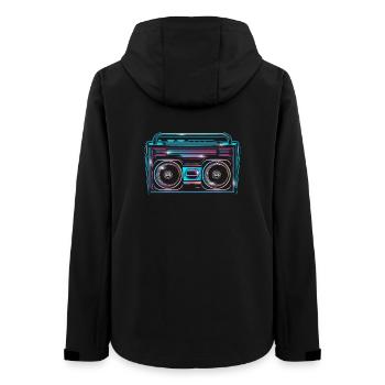 Magnétophone à cassettes au look néon lumineux des années 80 - Veste softshell femme recyclée Stanley/Stella - noir - Dos - AI Model Female 172 light (172cm)