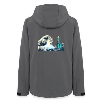 Ecology T Shirt Big Wave New York Bear Climate - Women’s Recycled Softshell Jacket by Stanley/Stella - anthracite - Back - AI Model Female 172 light (172cm)