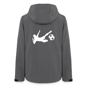 Minimalistische Silhouette Fußballspieler - Frauen Recycelte Softshelljacke von Stanley/Stella - Anthrazit - Hinten - AI Model Female 172 light (172cm)