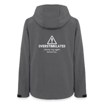 Overstimulated – Please Try Again Tomorrow - Women’s Recycled Softshell Jacket by Stanley/Stella - anthracite - Back - AI Model Female 172 light (172cm)