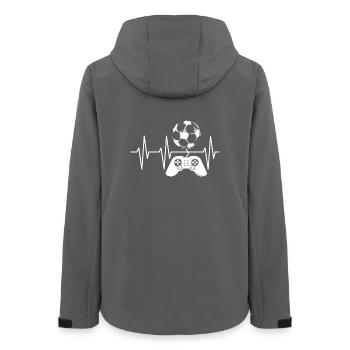Icône de balle de battement de cœur de pulsation de joueur de football - Veste softshell femme recyclée Stanley/Stella - charbon - Dos - AI Model Female 172 light (172cm)
