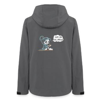 Skelett Hält Pflanze Hoffnung Entstehung Spruch - Frauen Recycelte Softshelljacke von Stanley/Stella - Anthrazit - Hinten - AI Model Female 172 light (172cm)