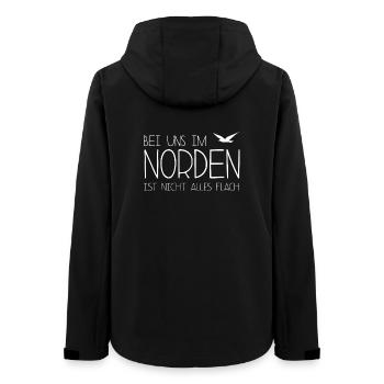 Norden Nicht alles Flach lustig - Frauen Recycelte Softshelljacke von Stanley/Stella - Schwarz - Hinten - AI Model Female 172 light (172cm)
