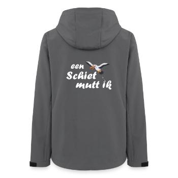 een Schiet mutt ik - plattdeutsch Spruch - Frauen Recycelte Softshelljacke von Stanley/Stella - Anthrazit - Hinten - AI Model Female 172 light (172cm)