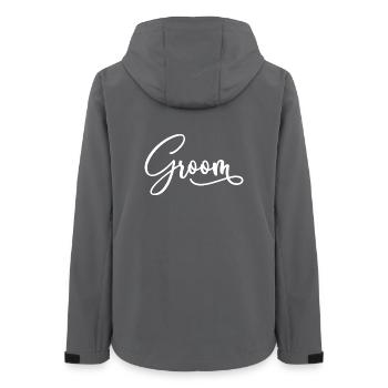 Bräutigam Cool Matching Paar Hochzeitsfeier Ehe - Frauen Recycelte Softshelljacke von Stanley/Stella - Anthrazit - Hinten - AI Model Female 172 light (172cm)