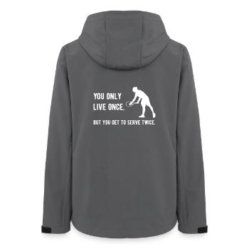 Tennis - Du lebst nur einmal, aber du darfst aufschlagen - Frauen Recycelte Softshelljacke von Stanley/Stella - Anthrazit - Hinten - AI Model Female 172 light (172cm)