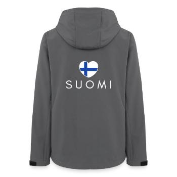 Cœur avec drapeau finlandais, j’aime la Finlande - Veste softshell femme recyclée Stanley/Stella - charbon - Dos - AI Model Female 172 light (172cm)