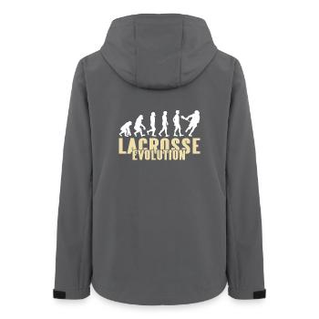 Lacrosse Evolution Funny Sports Humor Parody - Frauen Recycelte Softshelljacke von Stanley/Stella - Anthrazit - Hinten - AI Model Female 172 light (172cm)