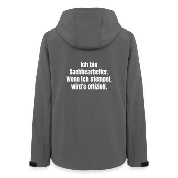 Clerk Humor Stamp Quote - Women’s Recycled Softshell Jacket by Stanley/Stella - anthracite - Back - AI Model Female 172 light (172cm)