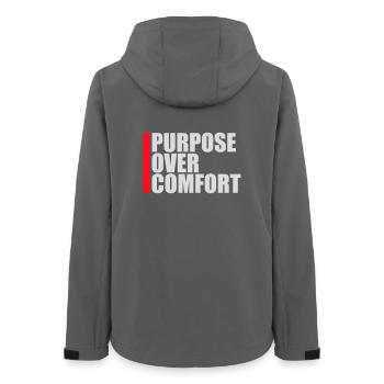 Purpose Over Comfort Motivation Mindset Wachstum - Frauen Recycelte Softshelljacke von Stanley/Stella - Anthrazit - Hinten - AI Model Female 172 light (172cm)